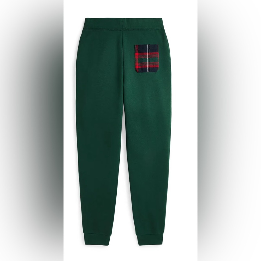 Polo Ralph Lauren Green Joggers with Plaid Pocket